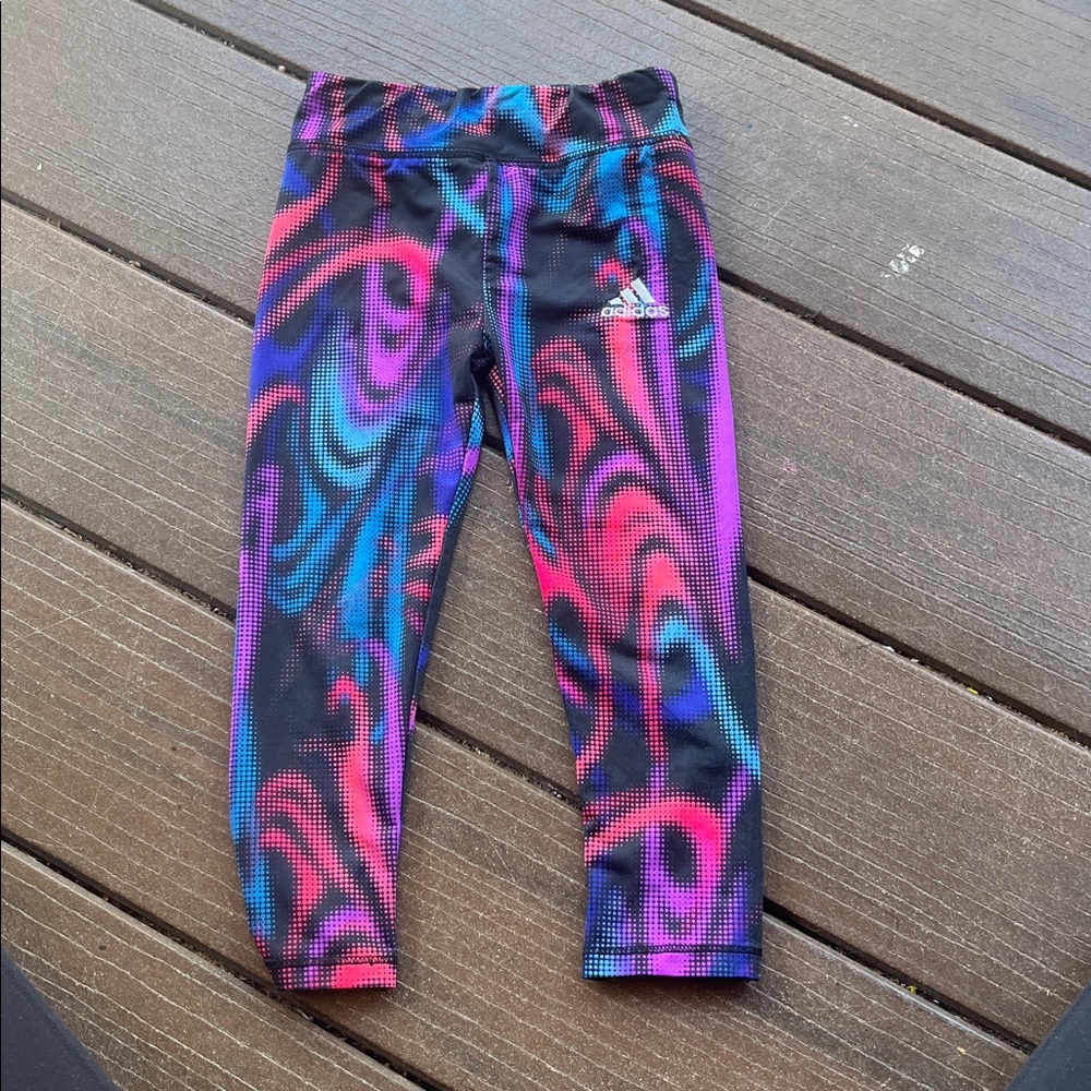 Adidas Black and Pink Swirl Leggings